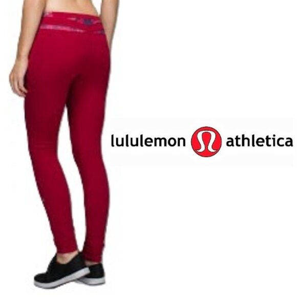 LULULEMON leggings 6 red Speed Tight II Luxtreme Brushed Cranberry VGUC - Picture 2 of 12